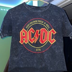 AC/DC Black and Yellow Crop Top